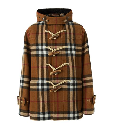 mens burberry plaid top coat|Burberry duffle coat women's.